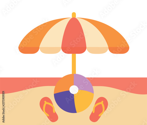 Summer Beach Umbrella Coastal Illustration