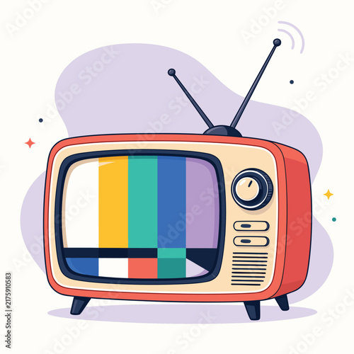 Retro Television with Color Bars Test Pattern