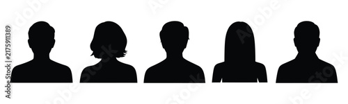 User Profile Avatar Vector Icon Set, Male and Female Headshot Silhouette Collection for People Account Interface Design, Default Human Portrait Symbols for Website App Social Media and Team Contacts