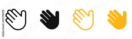 Hand waving gesture outline and glyph icon set isolated on white background vector illustration for web design mobile app user interface presentation