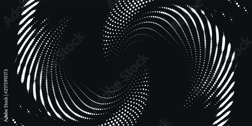3D white techno background. Big data visualization on dark space with dotted lines shape effect decoration. Modern graphic design element dots circle style concept for flyer, card, or brochure cover