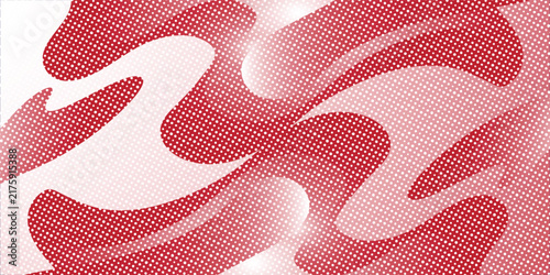 Premium Abstract halfton Fluid Waves in red and white with Organic Curves