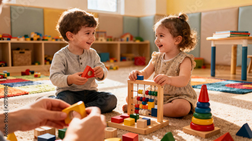 Preschool Children Learning Through Play with Educational Toys