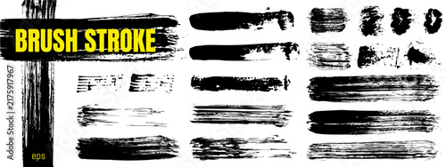 Paint grunge stroke with brush ink and thin scratch vector isolated on background. Smear rough line for black spray texture. Dry paintbrush box. Vintage artistic calligraphy bg set on straight splash