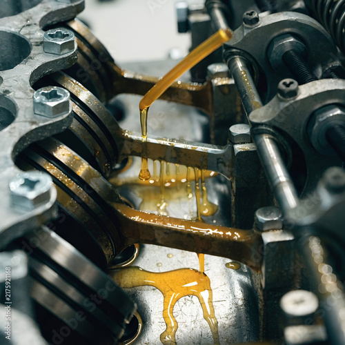 motor oil in the mechanism of a car engine care