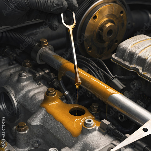 motor oil in the mechanism of a car engine care