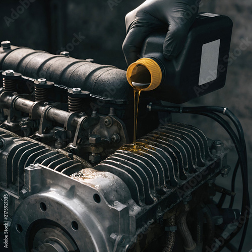 motor oil in the mechanism of a car engine care