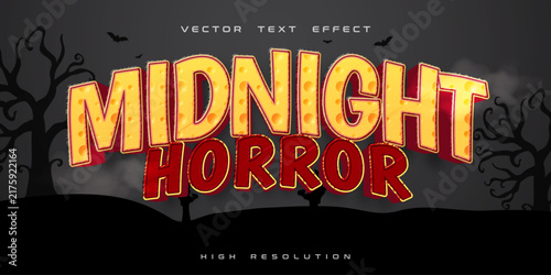 Midnight Horror Halloween 3D Text Effect Vector Graphic