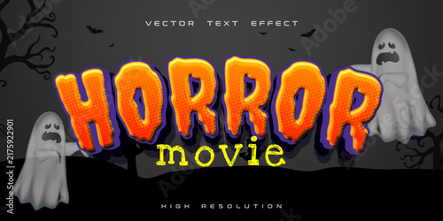 Horror Movie Halloween 3D Text Effect Vector Graphic
