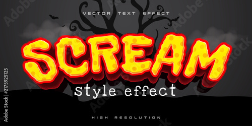 Scream Halloween 3D Text Effect Vector Graphic Template