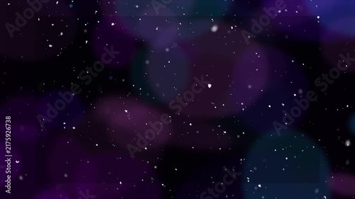 Abstract business background with colorful neon bokeh, soft glowing lights and falling snow. Perfect for winter, Christmas, New Year, corporate and festive designs.