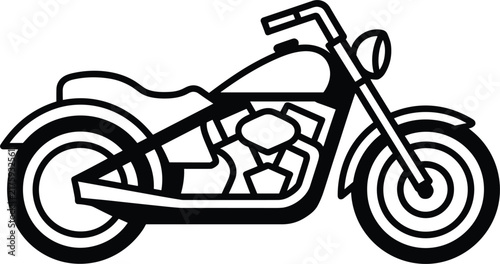 Fotografie Custom chopper motorcycle silhouette on white background with clean lines and si