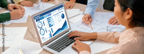 Fotografie Business data dashboard provide business intelligence analytic for marketing str