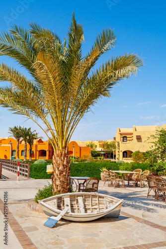 Scenic street of El Gouna town. Egypt