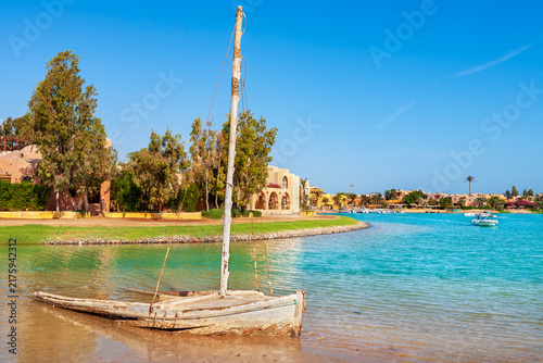 Lagoon coastline of El Gouna. Egypt