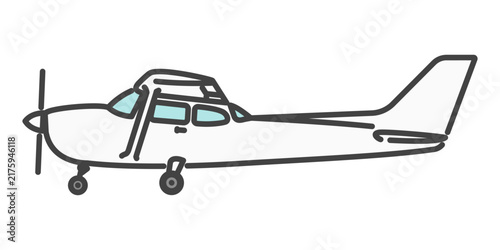 シンプルな白色の高翼機・単発小型飛行機のイラスト｜側面・横から