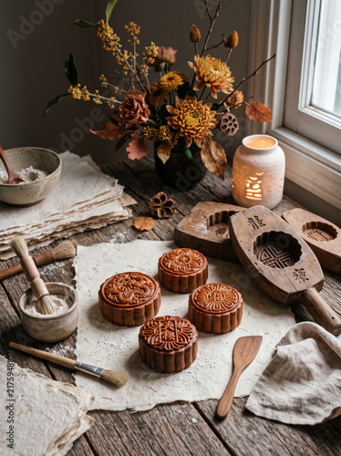 Mid-Autumn Festival with mooncake table