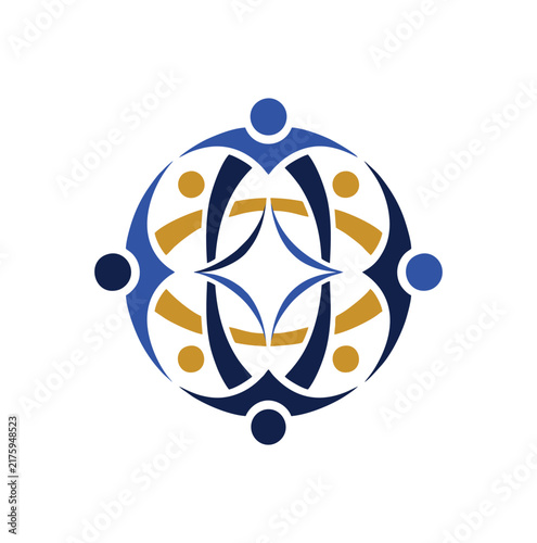 Professional Modern Geometric Unity Teamwork Education Vector Logo Brand Identity