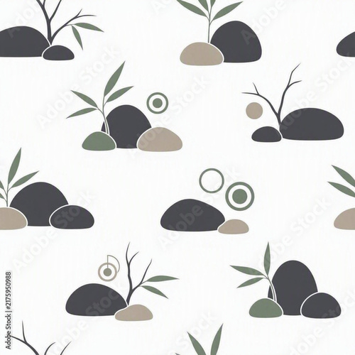 Zen stone and bamboo seamless pattern for spa background and wellness design
