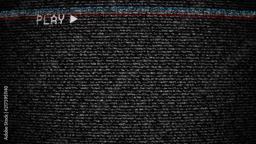 Retro static television with PLAY text animation on black background. tv static with noise glitch screen. 4k video