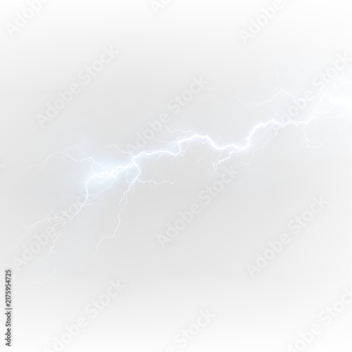 Glowing Blue Lightning Bolt with Electric Energy on Light Background
