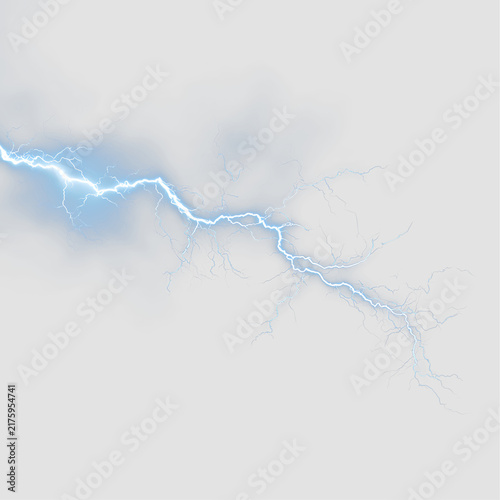 Bright Electric Blue Thunderbolt with Realistic Branching Details