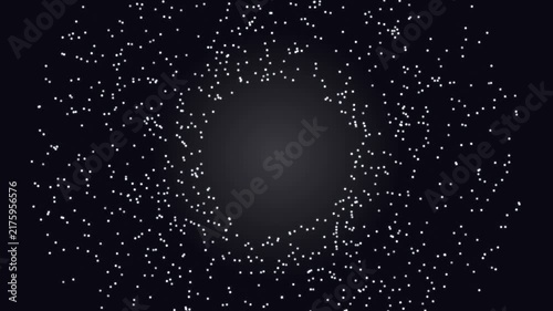 Abstract Ghost Shape Formed by Glowing White Particles Dissipating on Black Background