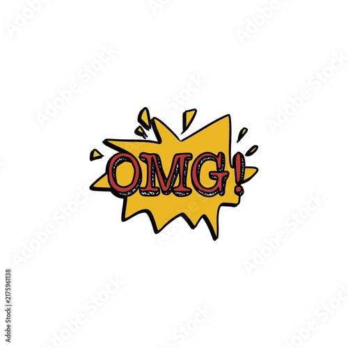 Konstfotografi Comic book speech bubble with OMG text isolated on white background