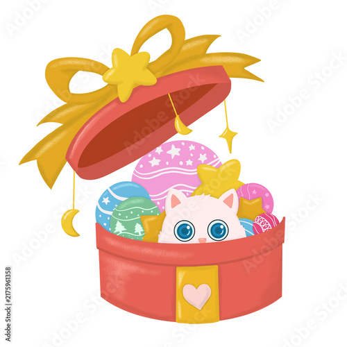 easter basket with eggs and cat
