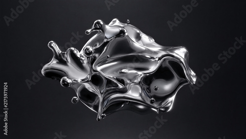 Liquid metal splash abstract shape