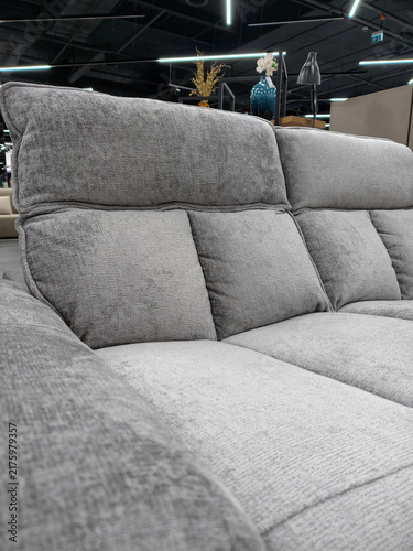 Canvastavla A sleek gray divan, designed for contemporary homes, for sale in a furniture sto