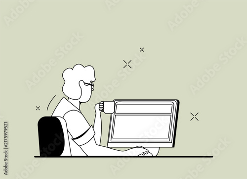 Plakat Software development and programming, program code on laptop screen, big data processing, computing isometric