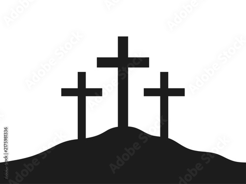 Three Crosses on Calvary Hill Silhouette