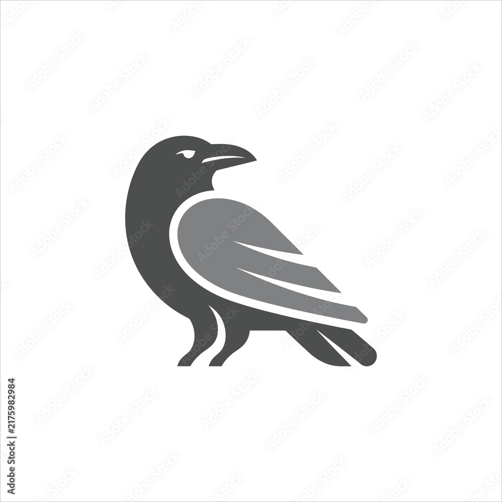 Fototapeta premium Minimalist raven bird logo design vector illustration