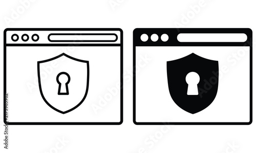 Secure Browser Window Shield Keyhole Icons