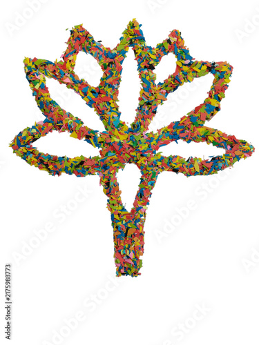 Colorful pixel art lotus flower with transparent background isolated on white background