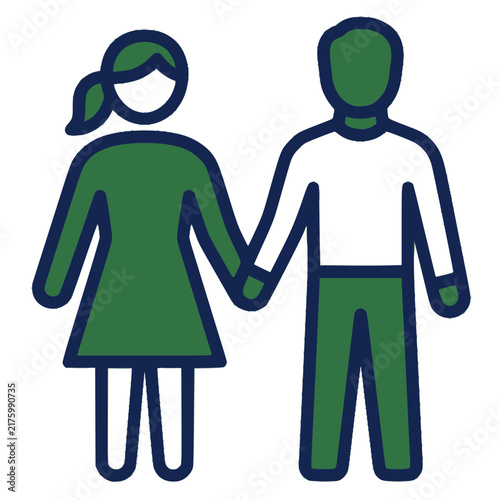 Couple holding hands vector icon. Flat illustration of man and woman relationship symbolizing love and partnership.