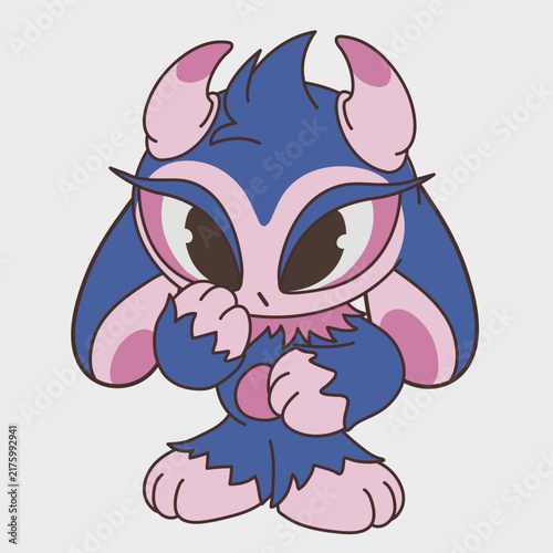 Cute cartoon horned animal. Funny character. Cartoon character design.