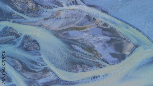Картината върху платно Abstract Patterns of a Glacial River from Above, Iceland