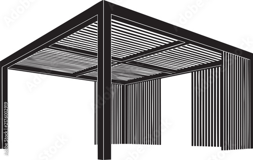 Modern louvered pergola canopy structure icon with structure