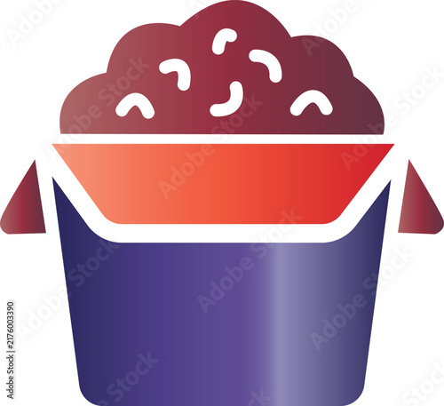 Red and purple takeout box icon illustration with noodle meal food container chinese food asian cuisine takeaway food fast food restaurant icon food delivery vector icon graphic design