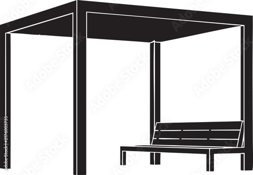 Black silhouette icon of a modern garden patio canopy structure