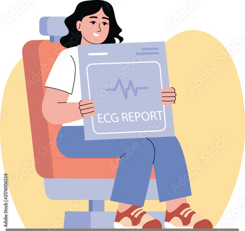 ECG Report Vector Illustration EPS File 