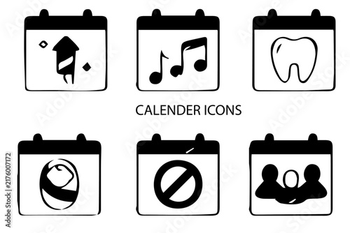 Set of 08 outline Calendar Element icons. Calendar Line icons set. Vector illustration.