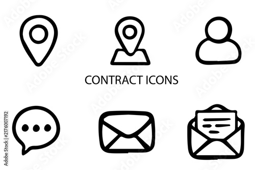 Set of 08 outline Contract Element icons. Contract Line icons set. Vector illustration.