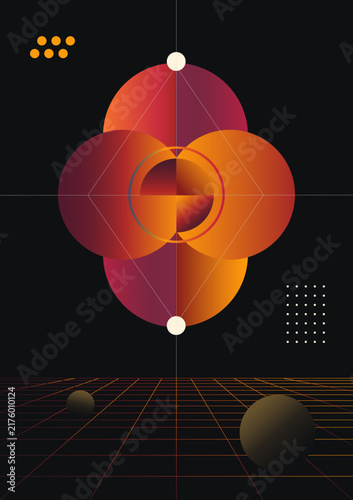 Gradient circles, minimalist design. Modern gradient poster on a dark background.