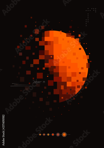 Circle disintegration glitch effect. Circle disintegration into pixels. Wave. Glitches with image.