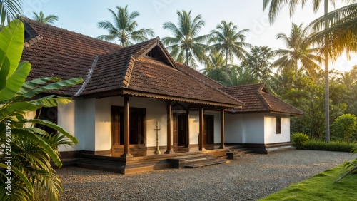 Traditional Kerala house and family cultural ceremony