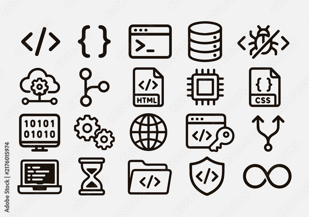 Fototapeta premium Coding & Programming Icons 