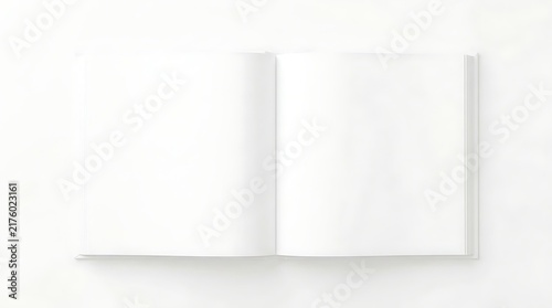 Open blank book mockup with white pages for design presentation and branding display
